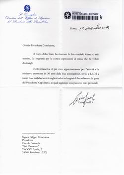 Scopri di più sull'articolo 30° del Circolo: gli auguri dal Quirinale